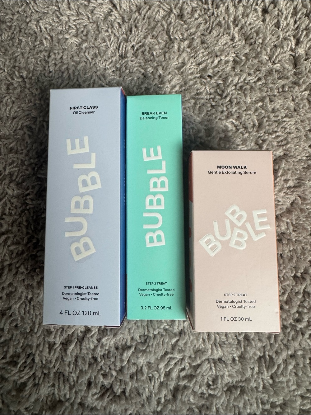 BUBBLE Women’s Exfoliating Serum & Skincare Trio